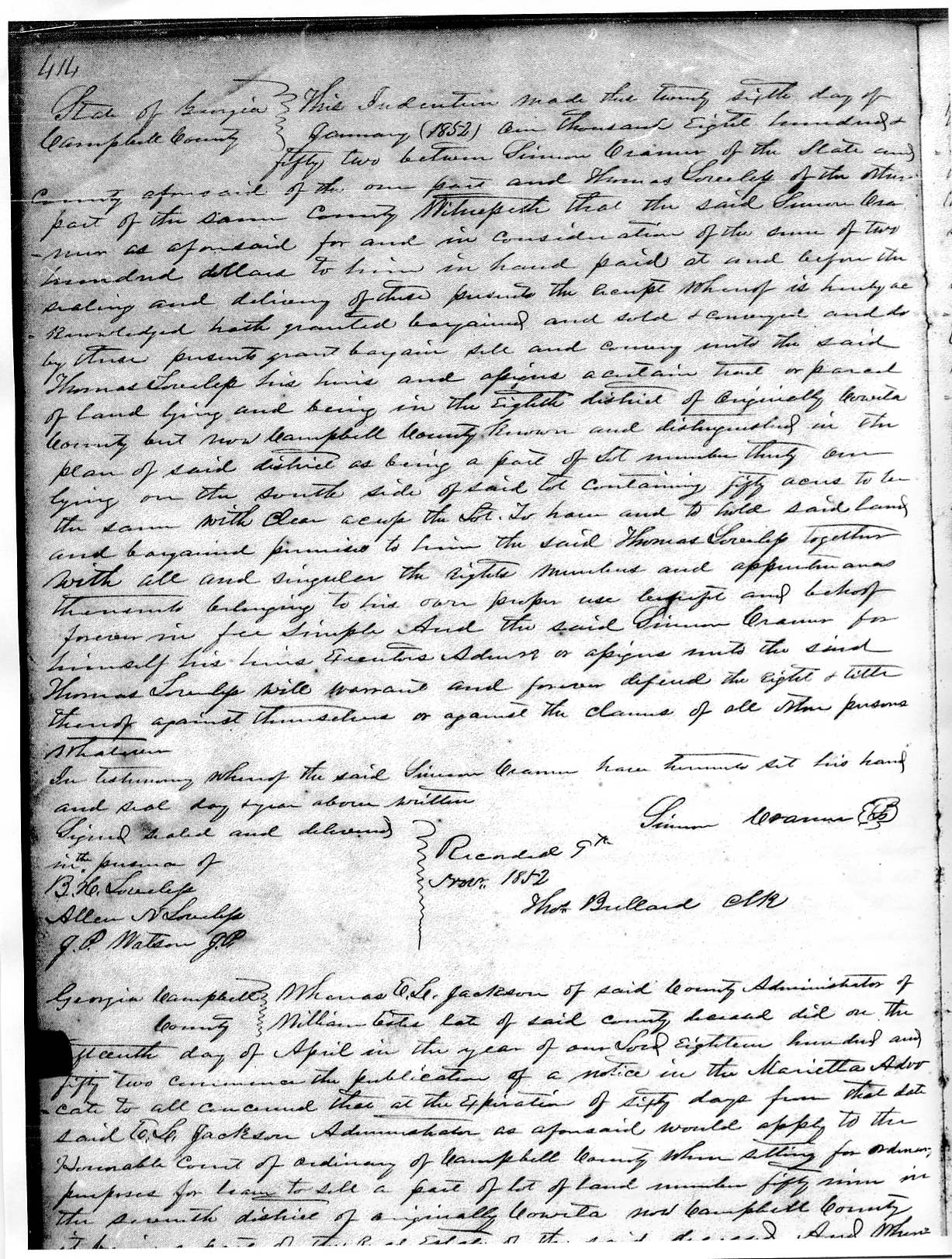 Simeon Cramer Indenture