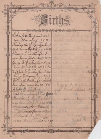JG Southerland Bible Births 