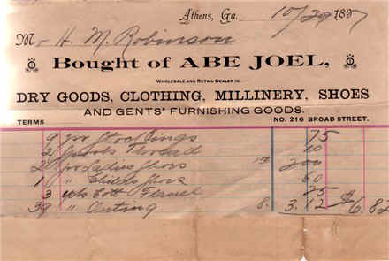 Abe Joel Receipt