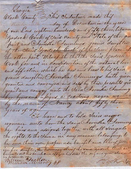 Cook Slave Deed