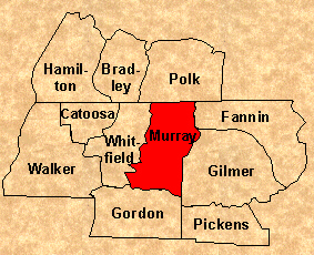 Map of Murray County and Surrounding Counties