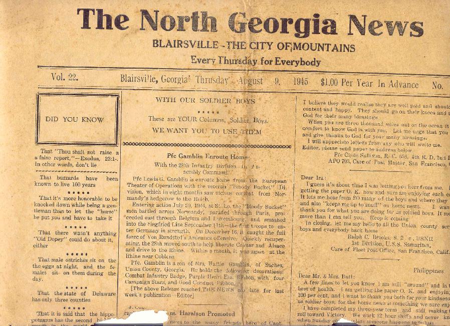 North Georgia News 1945, part 1