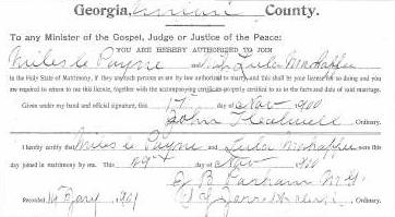 Marriage Certificate of Miles C. Payne and Lula Mahaffee
