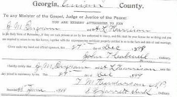 Marriage Certificate J. M. Ingram and A. L. Harrison