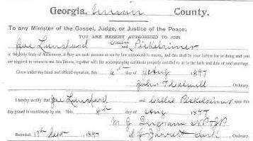 Marriage Certificate of Joe Lunsford and Callie Pickelsimer