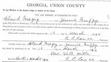 Marriage Certificate of Cland Gregory and Jennie Guffy