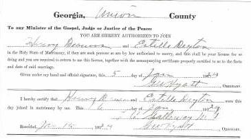 Marriage Certificate of Henry Brown and Estelle Deyton