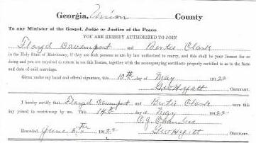 Marriage Certificate of Floyd Davenport and Bertie Clark