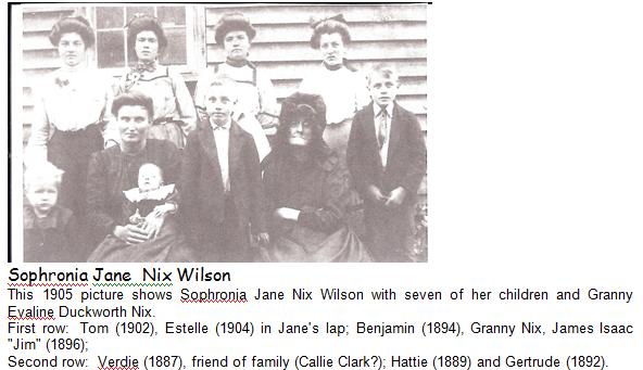 Sophronia Jane Nix Wilson Hood and Family